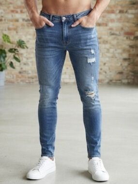 NEW LOOK Distressed Skinny Stretch Jeans Size 32 x 30